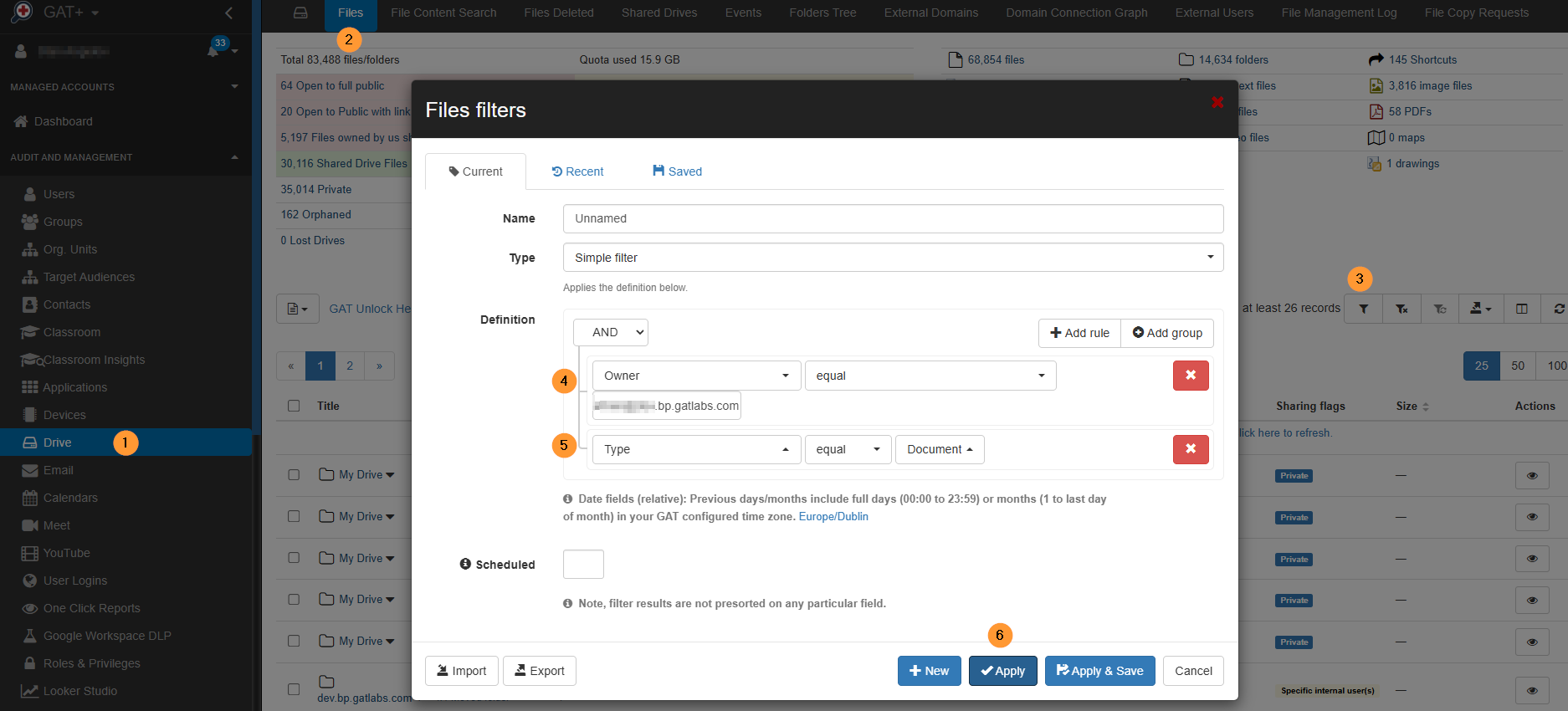 apply custom filter by clicking on the funnel icon then in the pop up window search for anything you need by clicking on the filter options and selecting appropraite filters