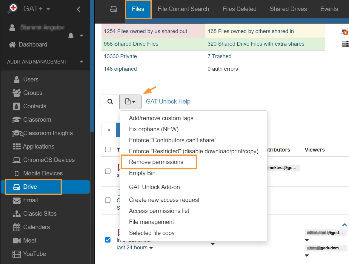 Remove and replace Google Drive sharing permissions based on Files not  being Accessed for X amount of days - GAT Knowledge Base