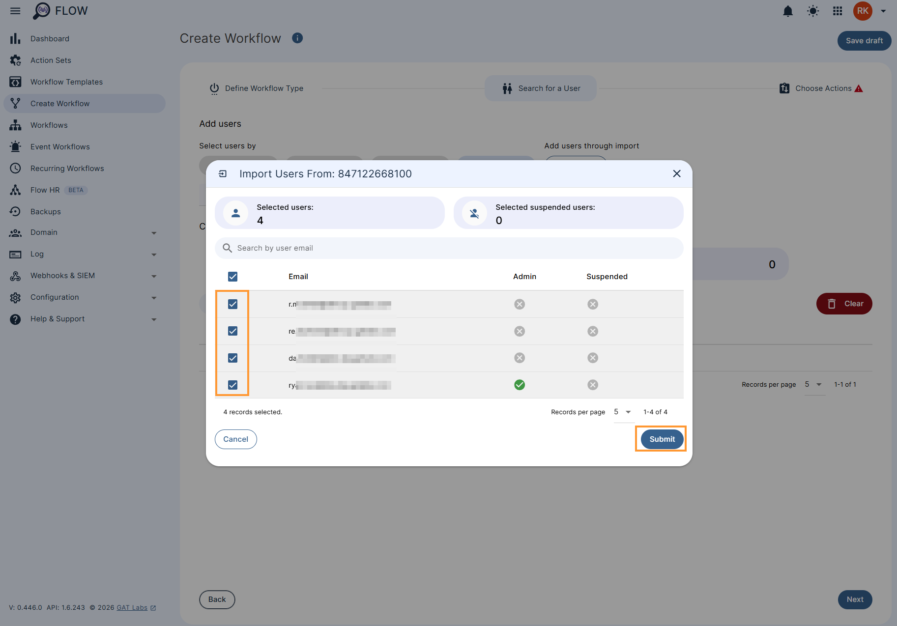 Selecting users from a google classroom