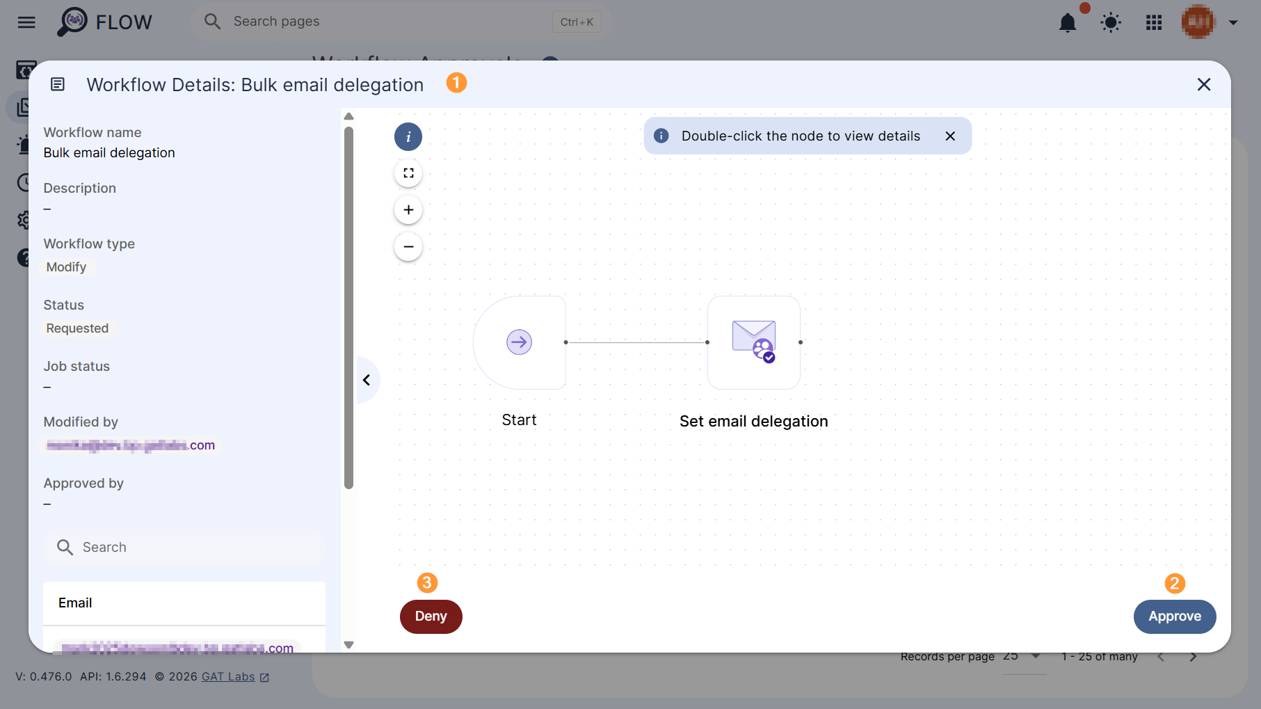 Security Officer's approval section where they can review the workflow, and approve or deny it. 
