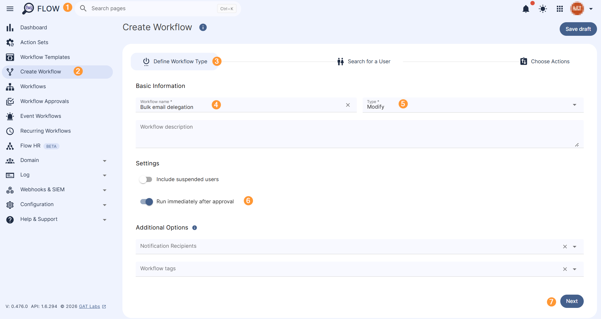 Define Workflow Type section