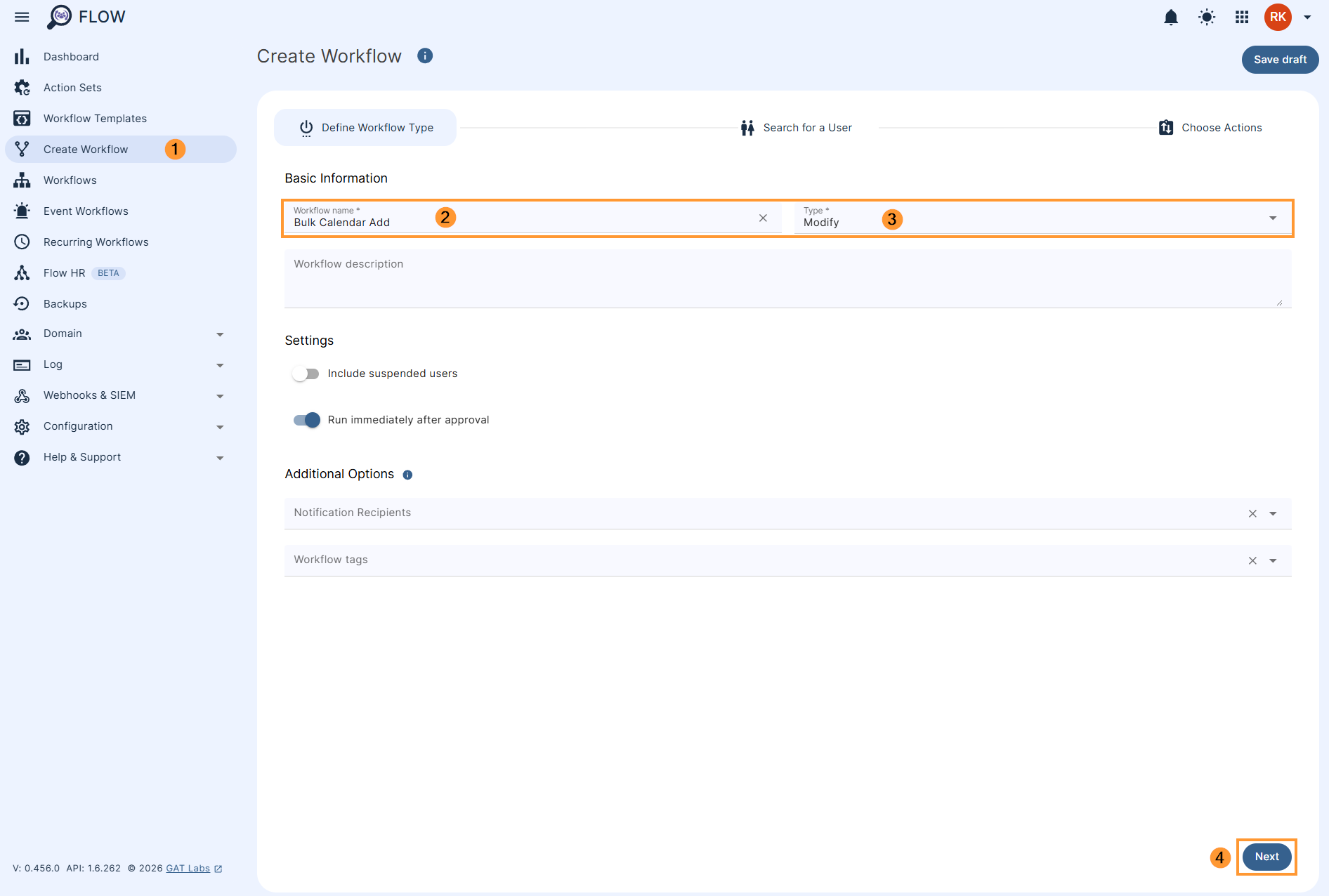 Creating a workflow