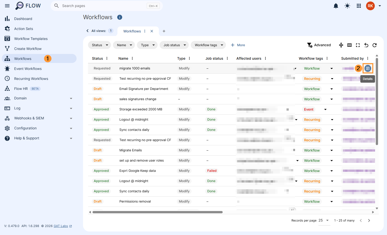 Workflow results