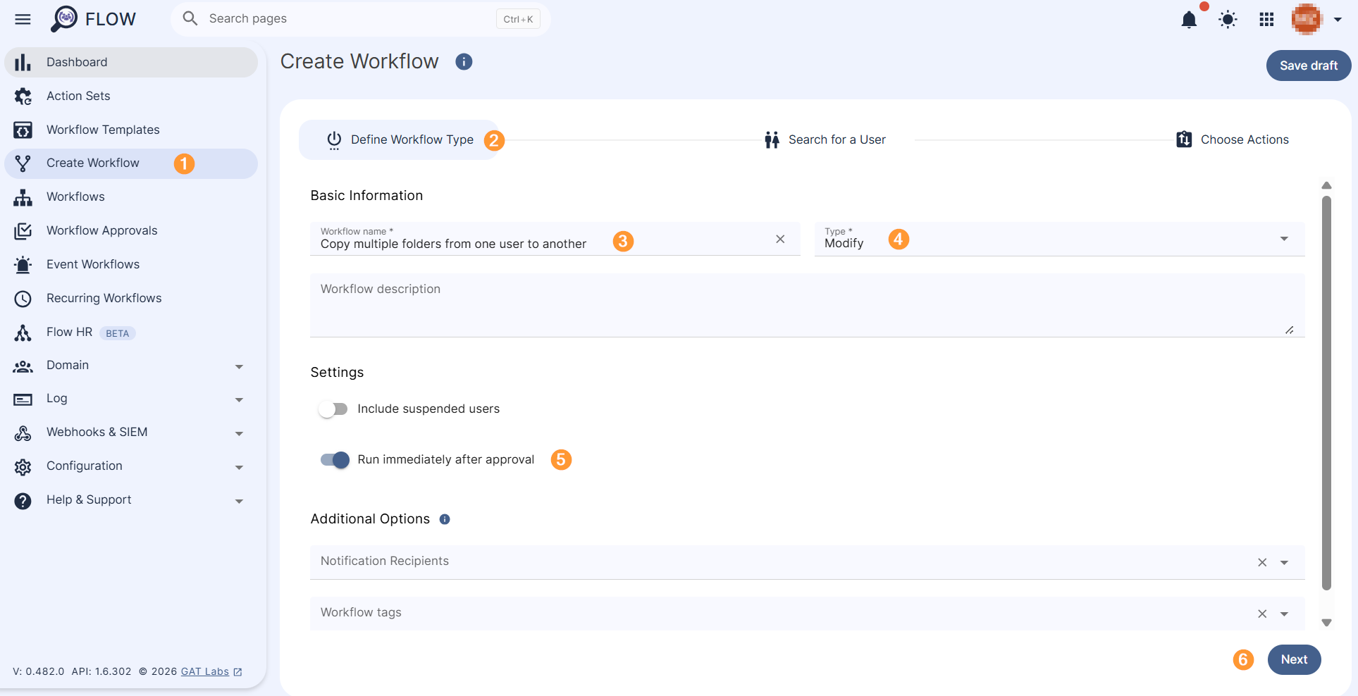 Define Workflow Type section of Flow.
