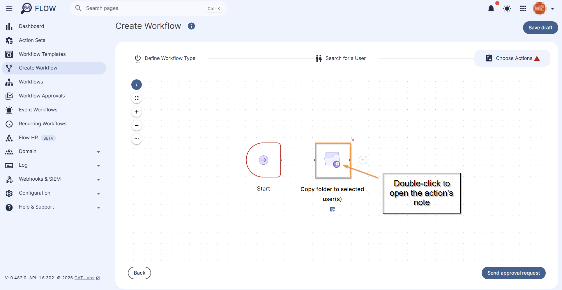 'Copy folder to selected users' is added to the workflow