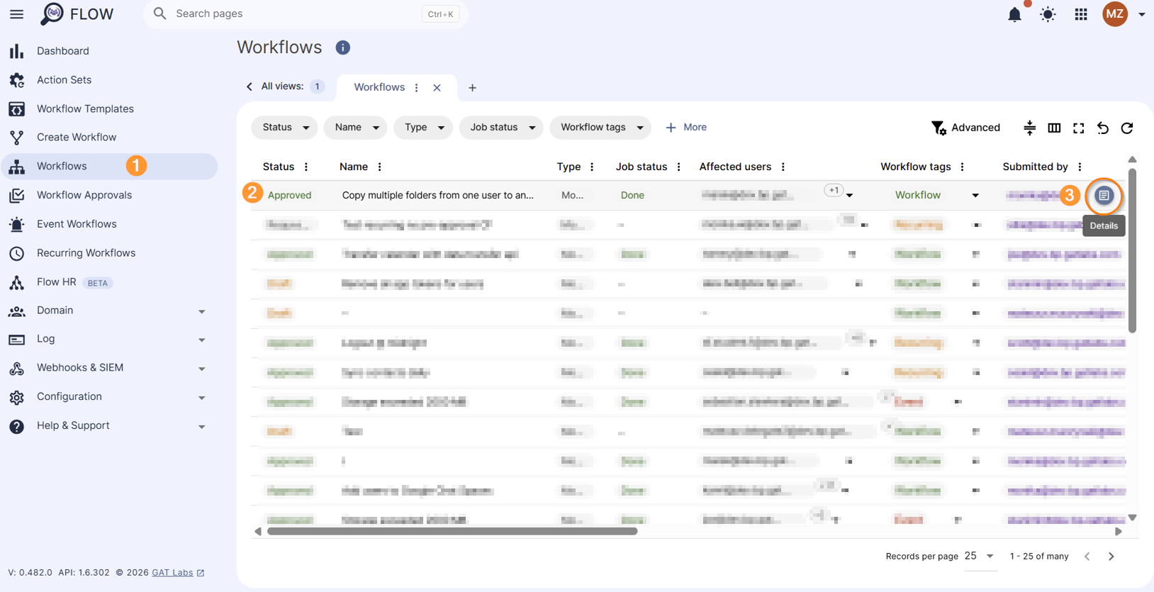 Workflow details section.