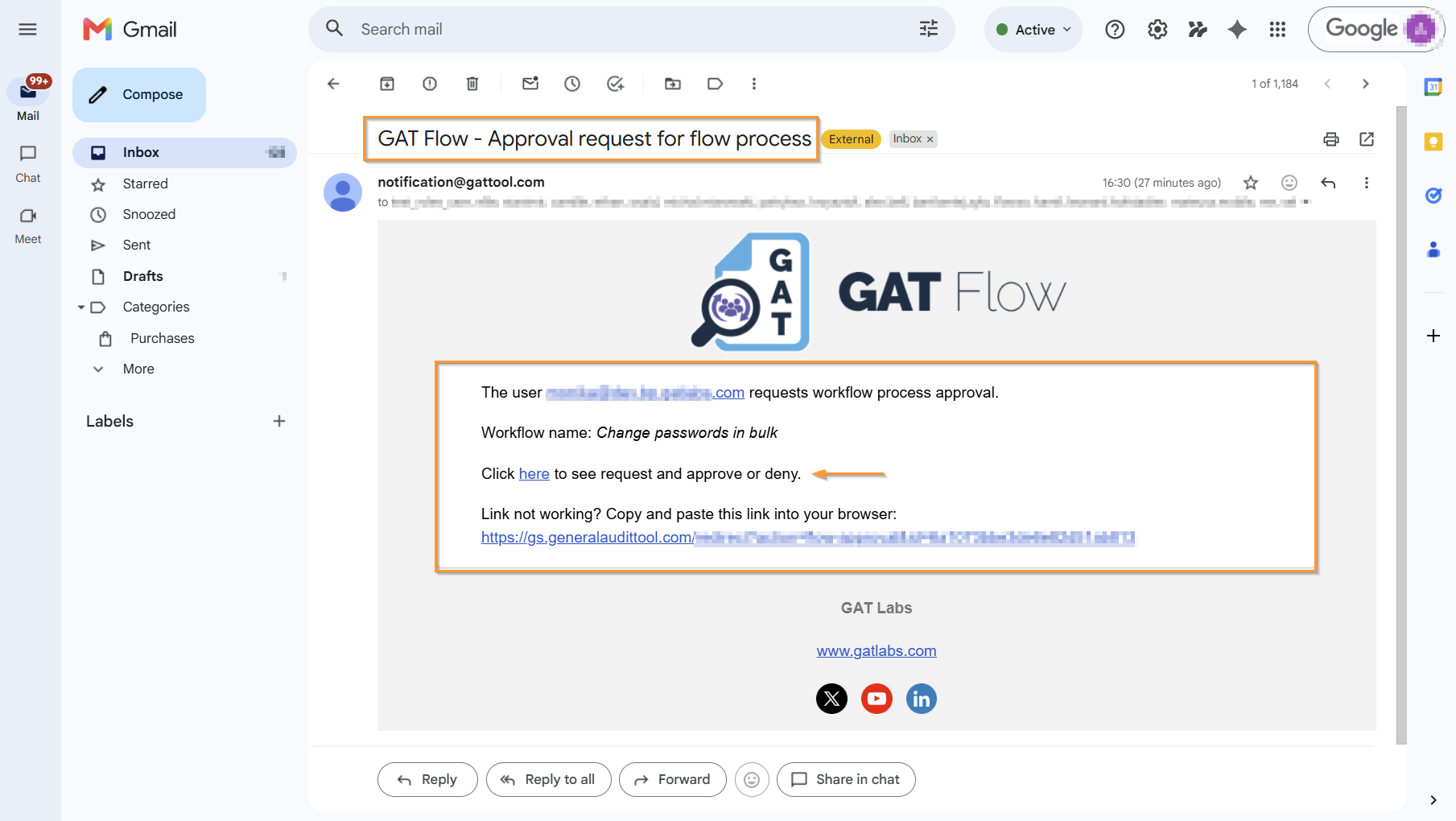Email notification sent to Security Officers with request to verify the workflow.