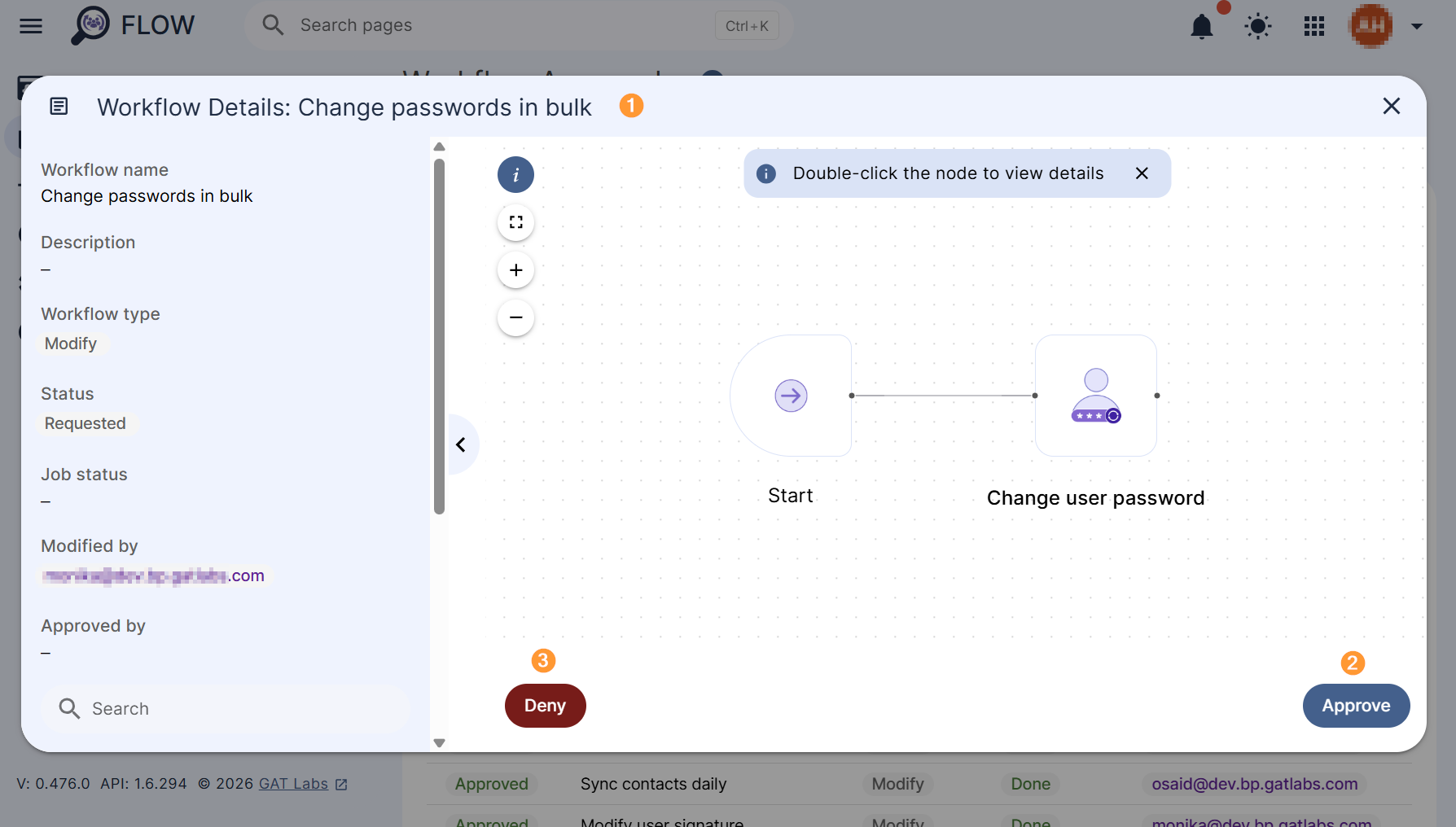 Security Officer's section is displayed from where they can review the workflow and approve or deny it. 