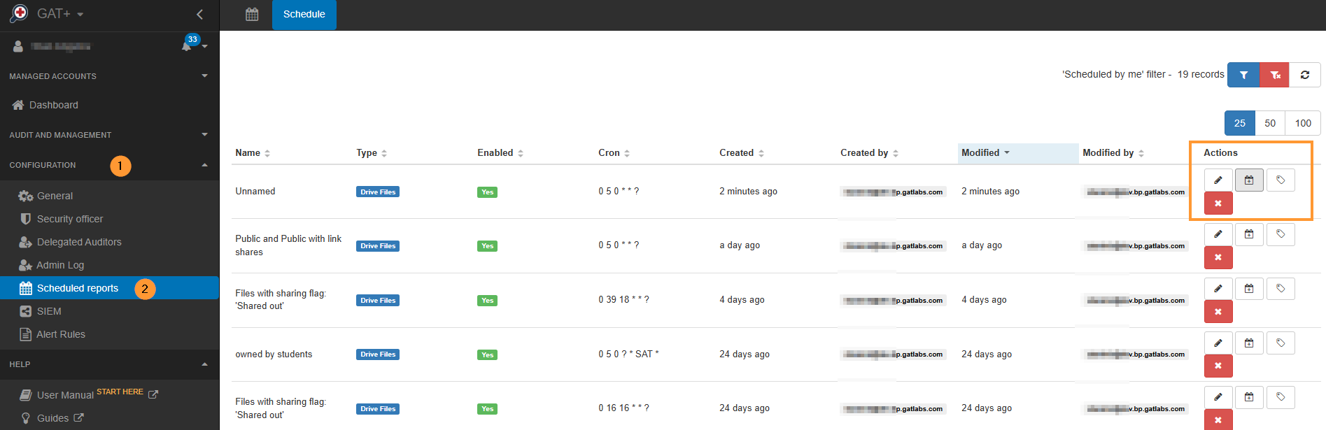 On the left side menu, scroll down to Configuration > Scheduled reports