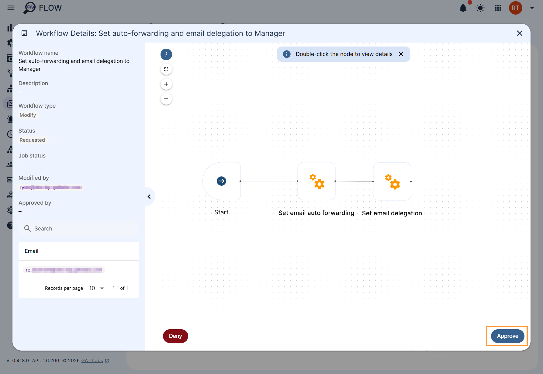 Security officer approving the worfklow