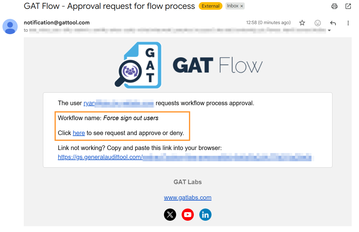 Security officer approval request email
