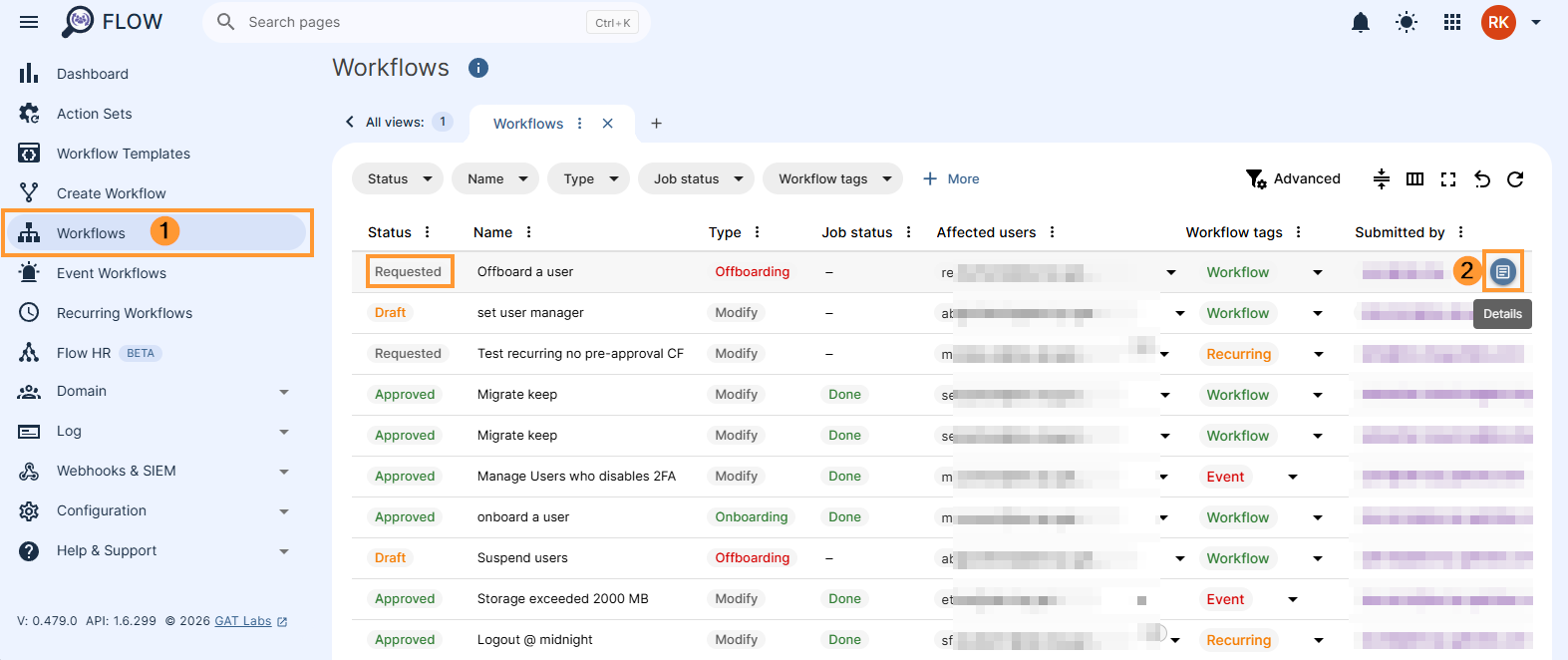 Workflow results