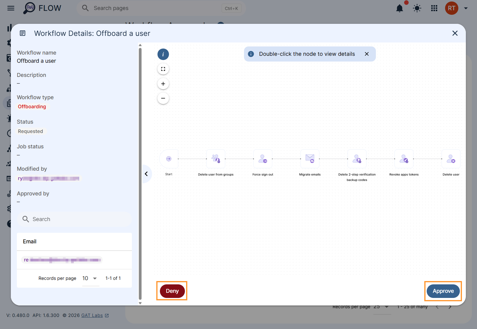 Approve or Deny an offboarding workflow