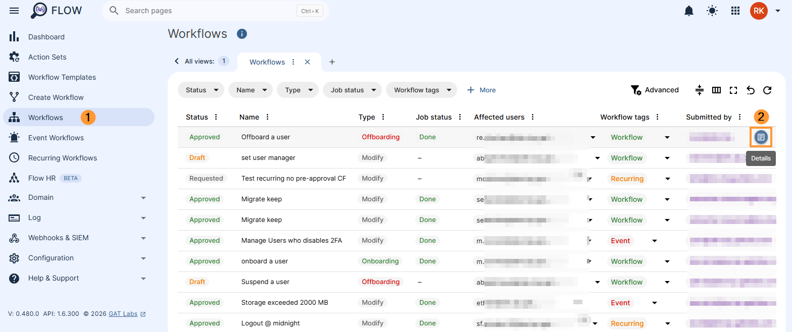 Workflow results