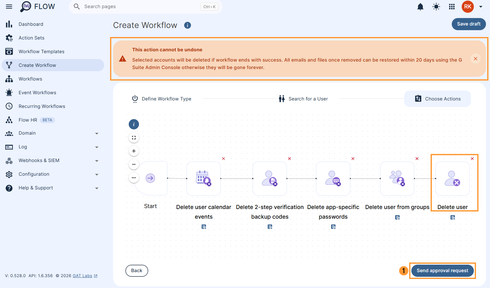 Offboarding workflow actions