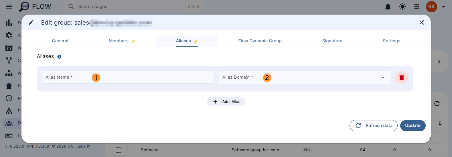 Adding an alias to a group in Flow
