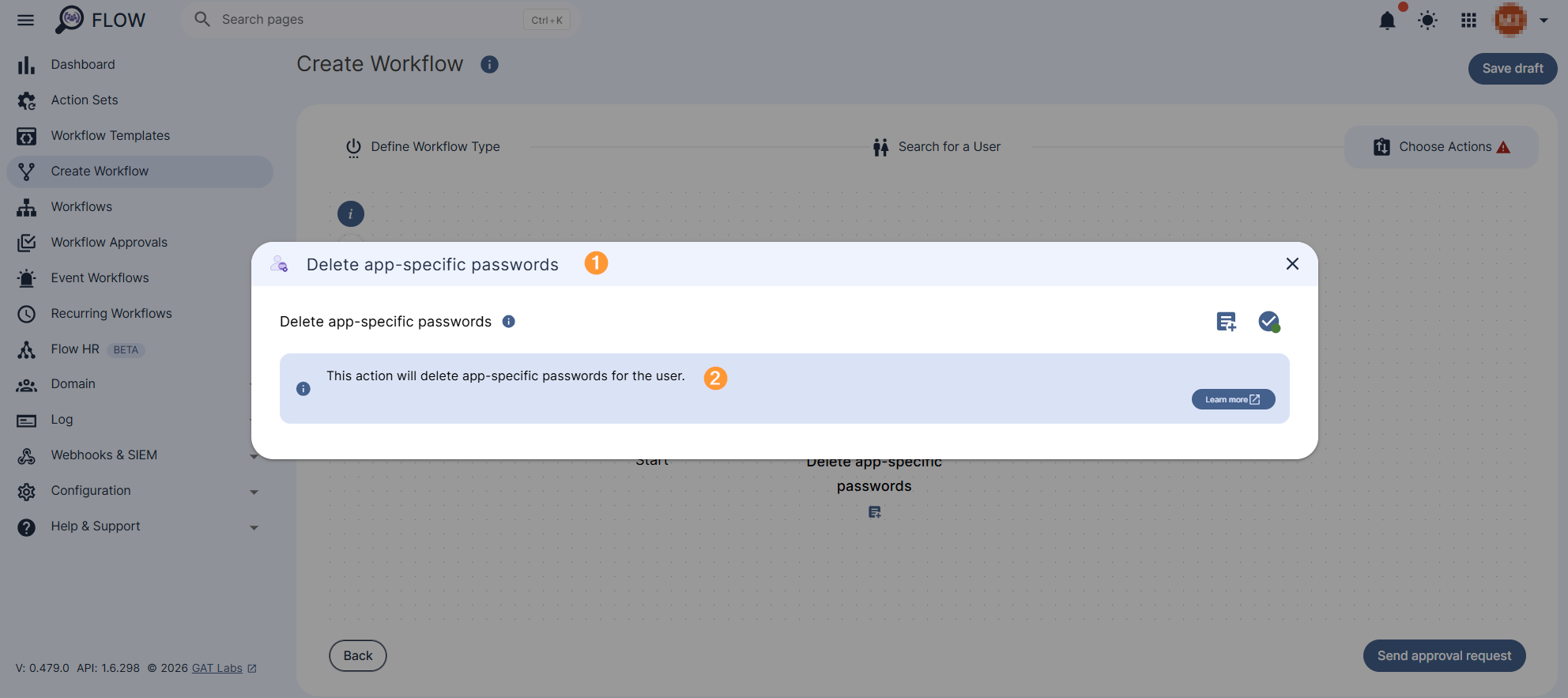 Delete app-specific passwords action is displayed.