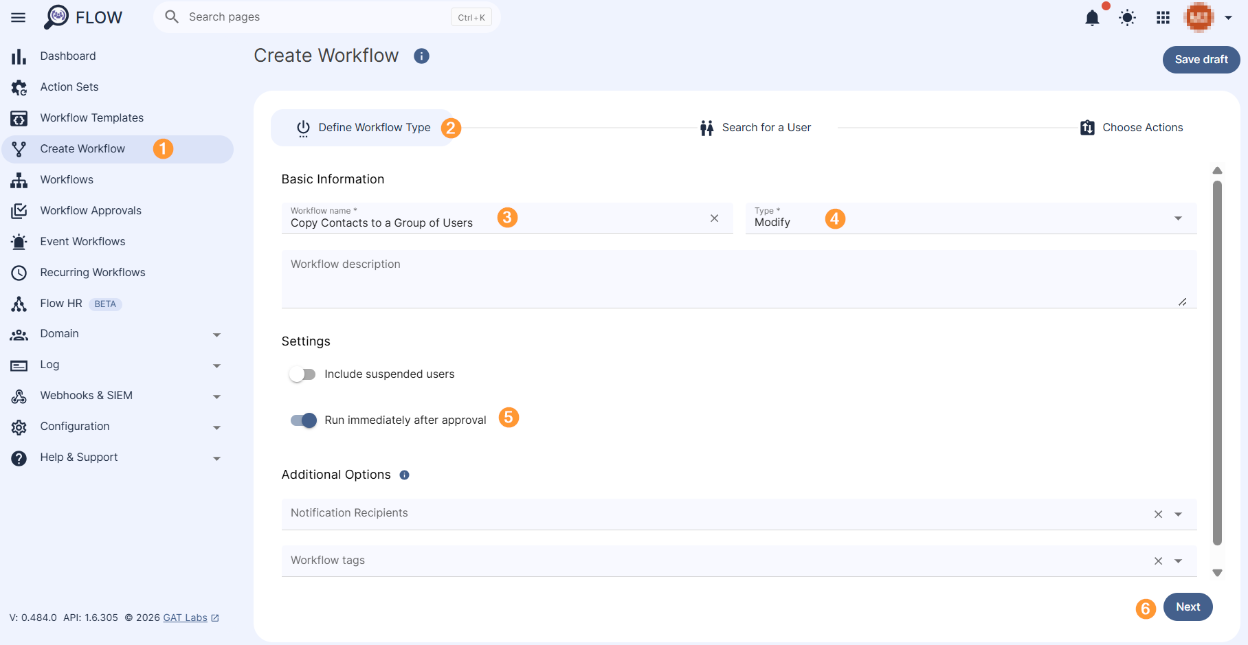 Define Workflow Type section in Flow