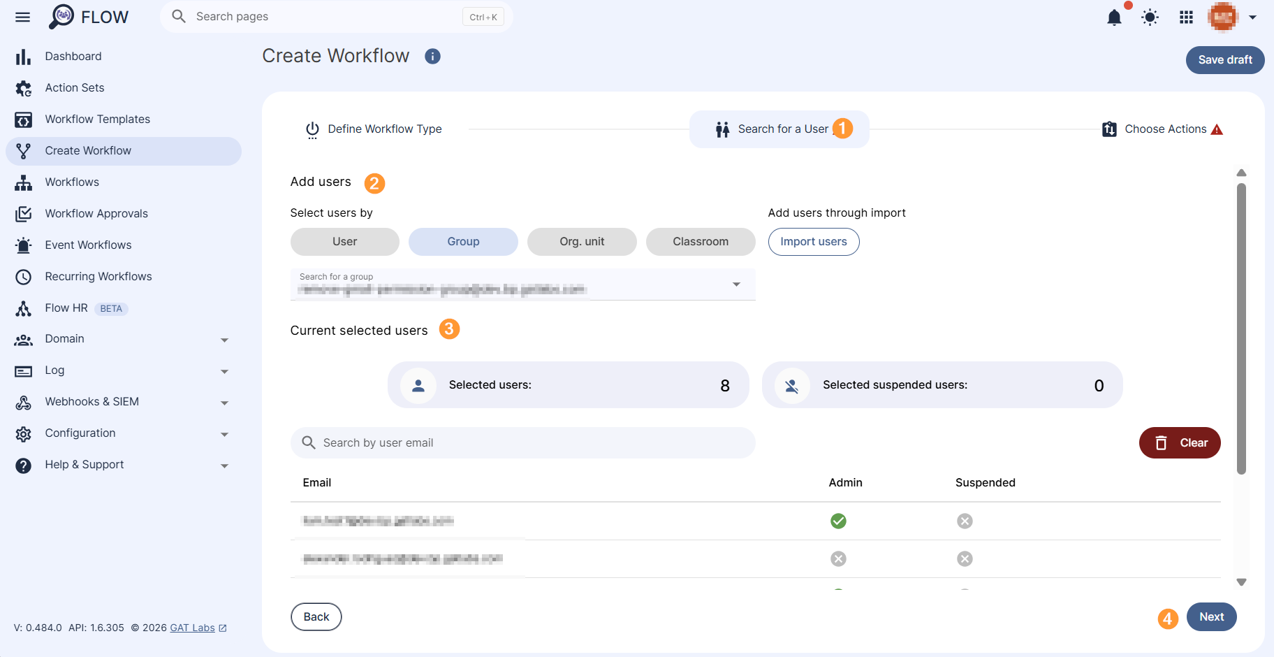 Search for a User section in Flow