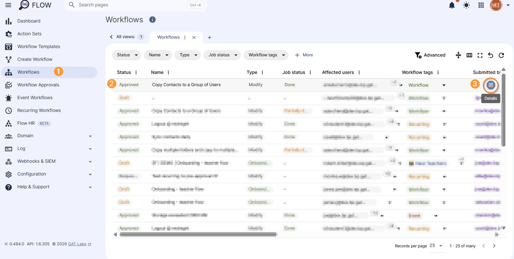 Workflow results section in Flow.