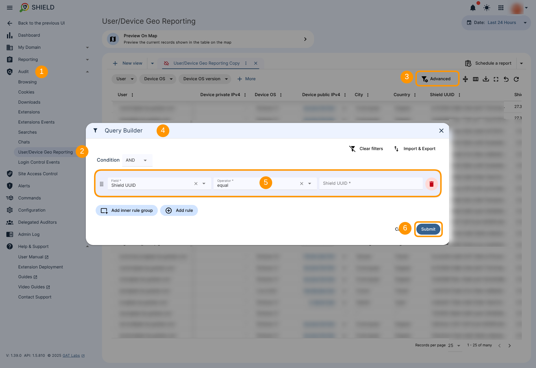 Shield extension parameter - Shield UUID - used as a filter definition in the User/Device Geo-Reporting section of Shield to identify the location and device used to download a file.