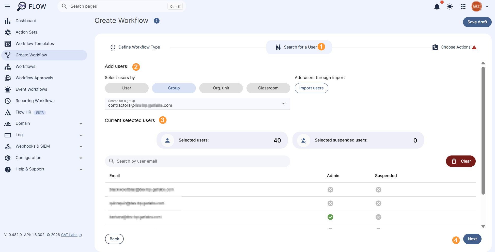 Search for a User section in Flow