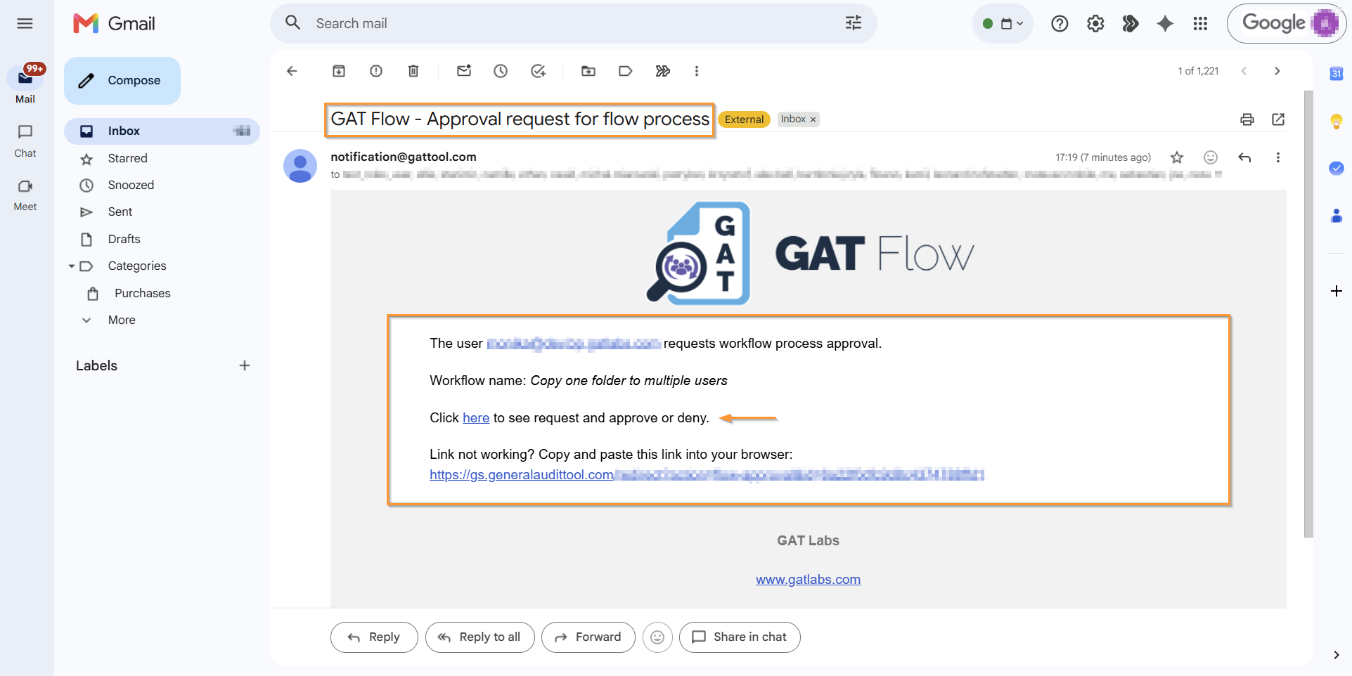 Notification email sent to Security Officer.