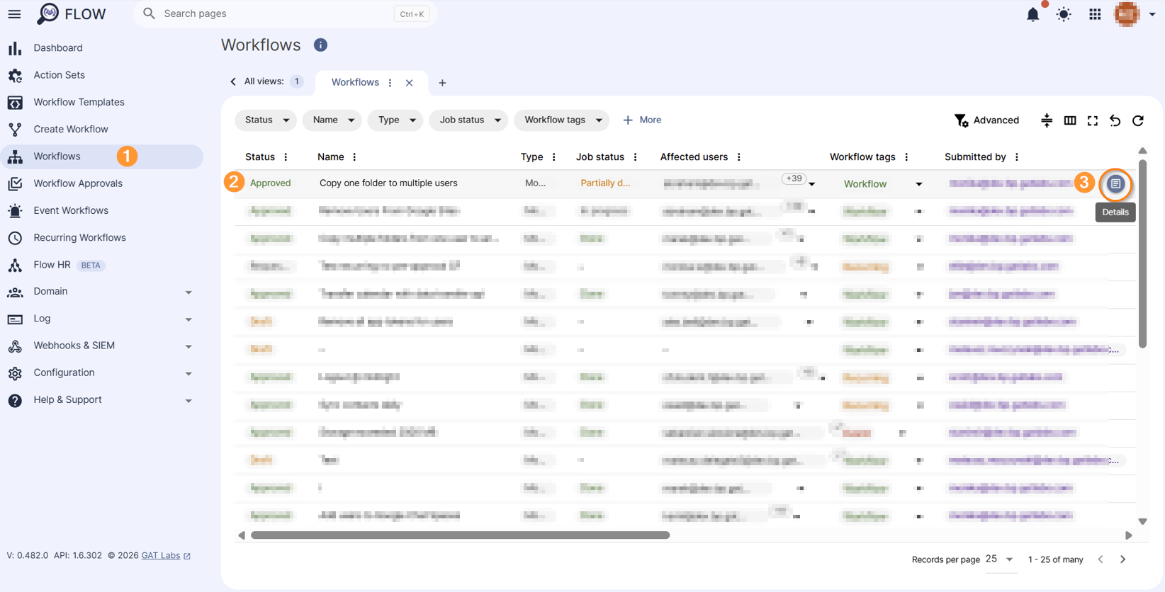 Workflow results section in Flow. 