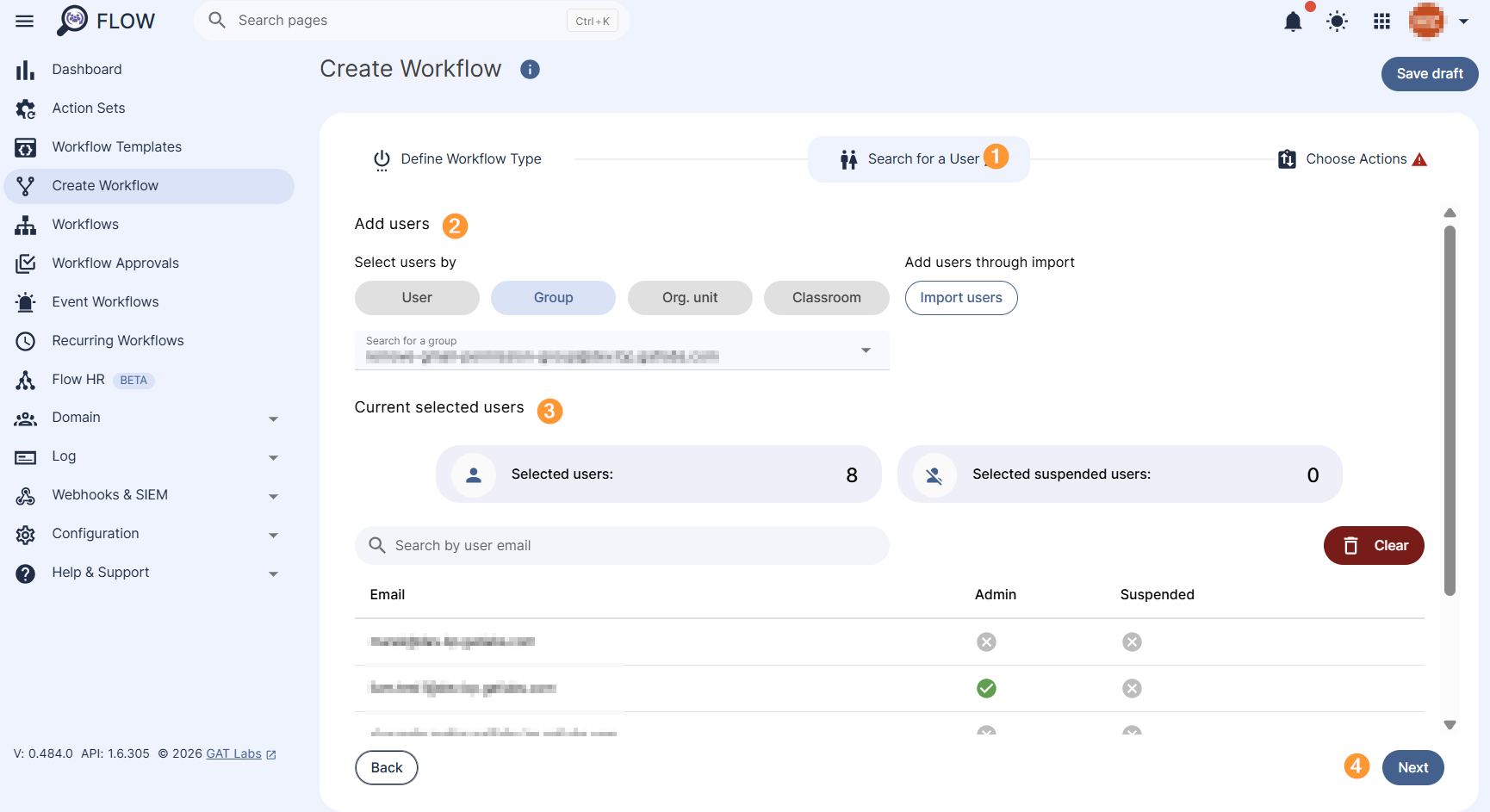 Search for a User section in Flow