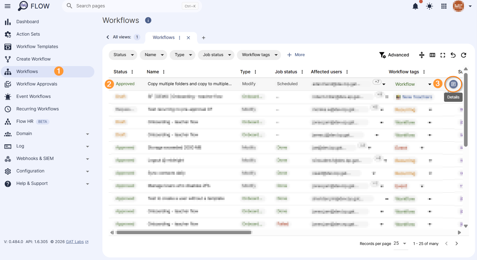 Workflow details section in Flow. 