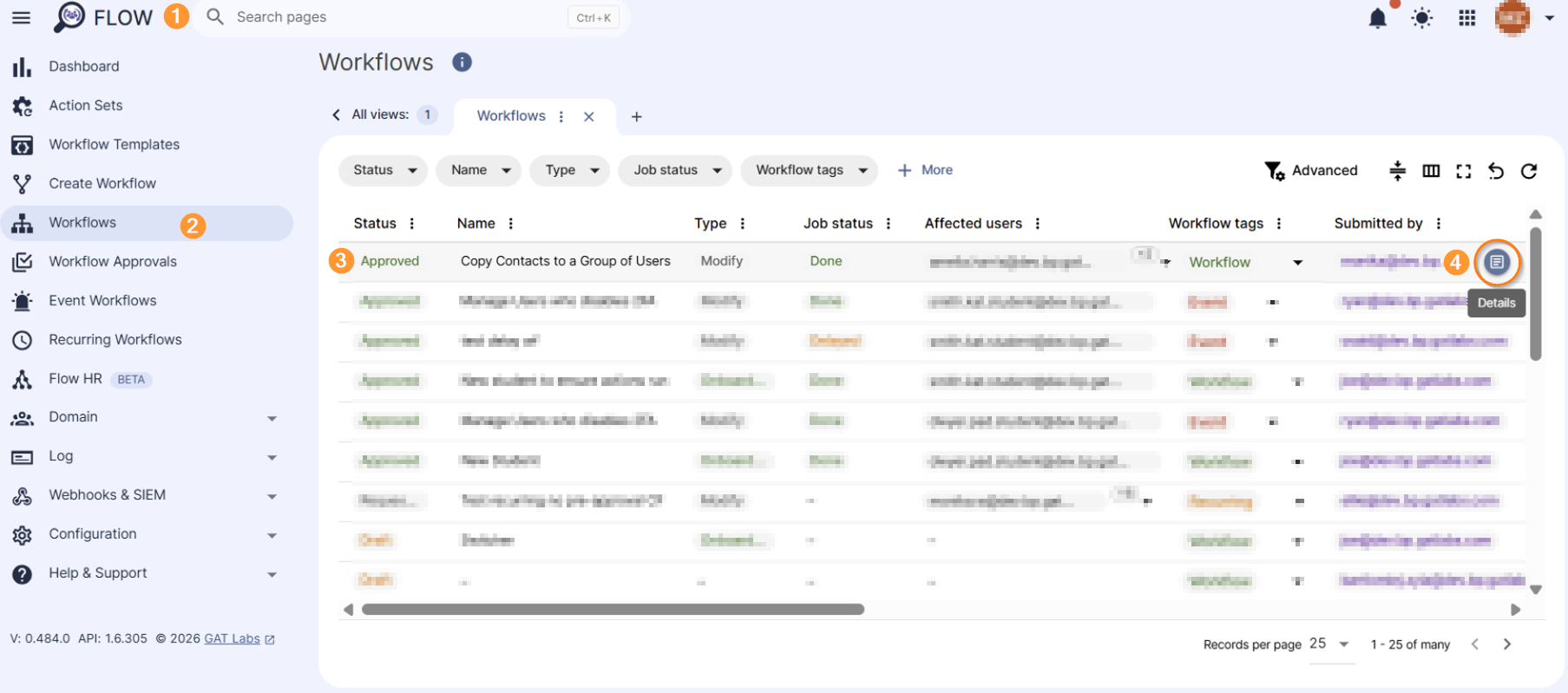 Workflows section in Flow where the Admin/Requester can review the workflow in details.