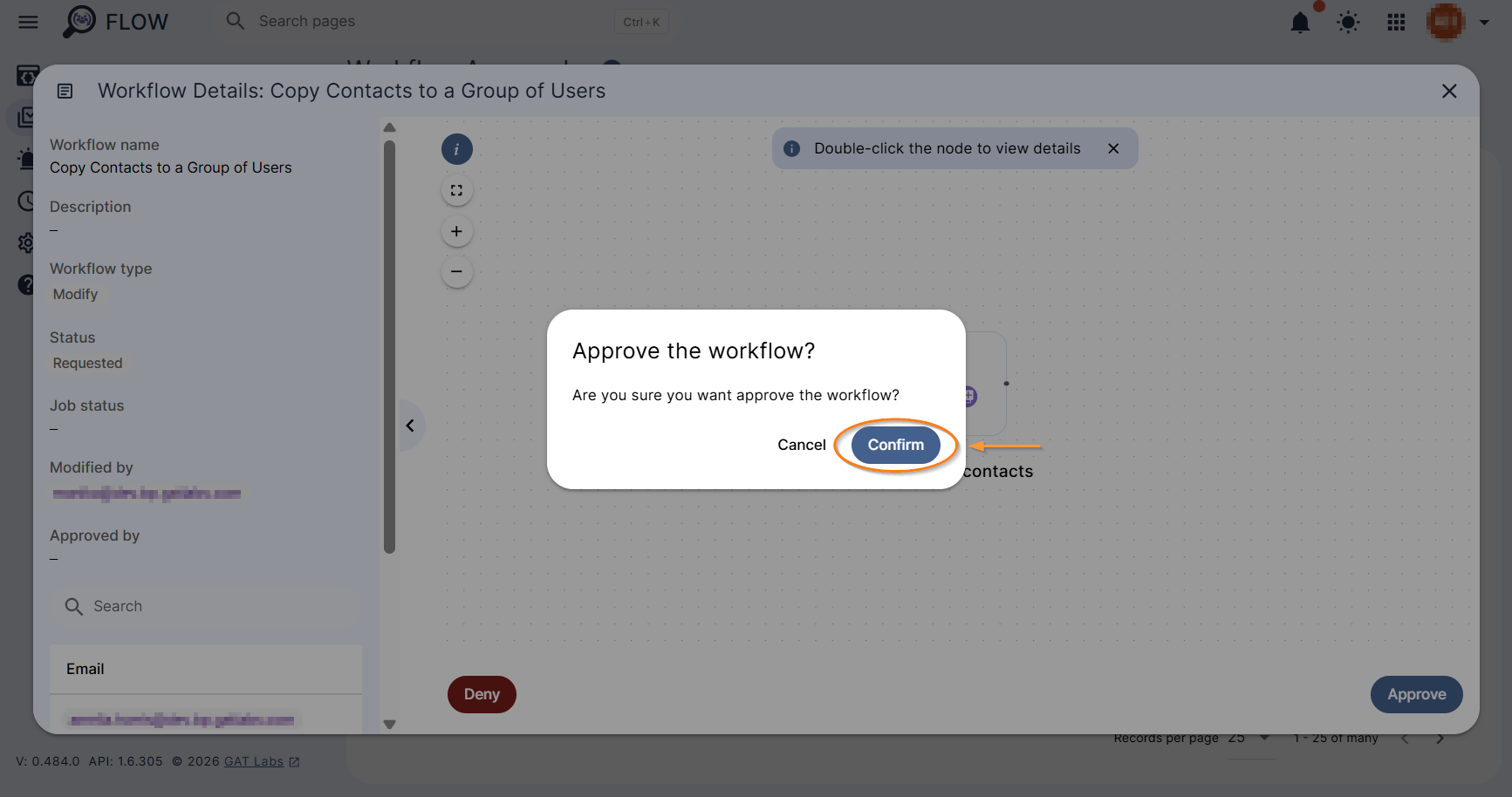 Approval confirmation message.