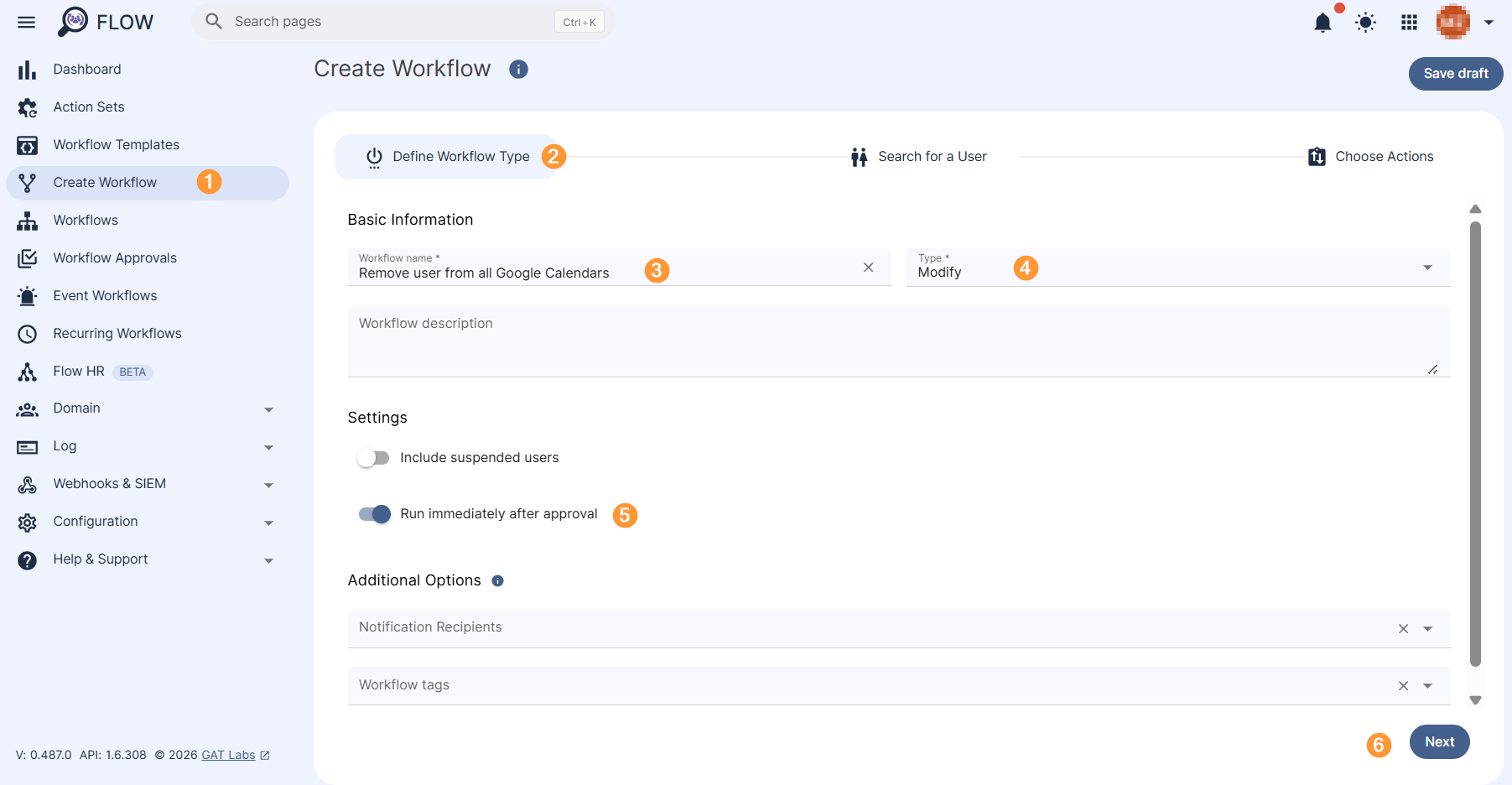 Define Workflow Type section in Flow.