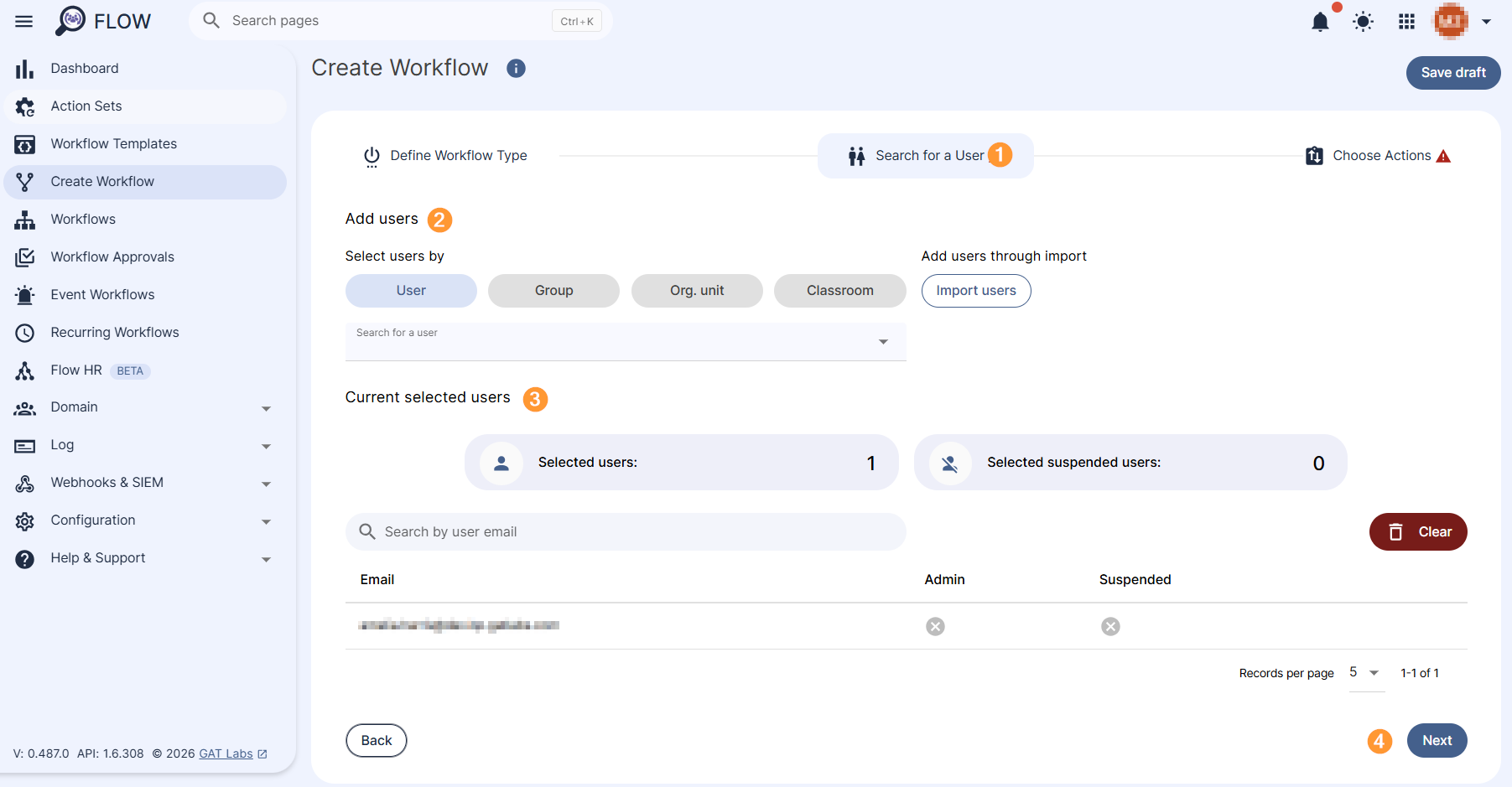 Search for a User section in Flow.
