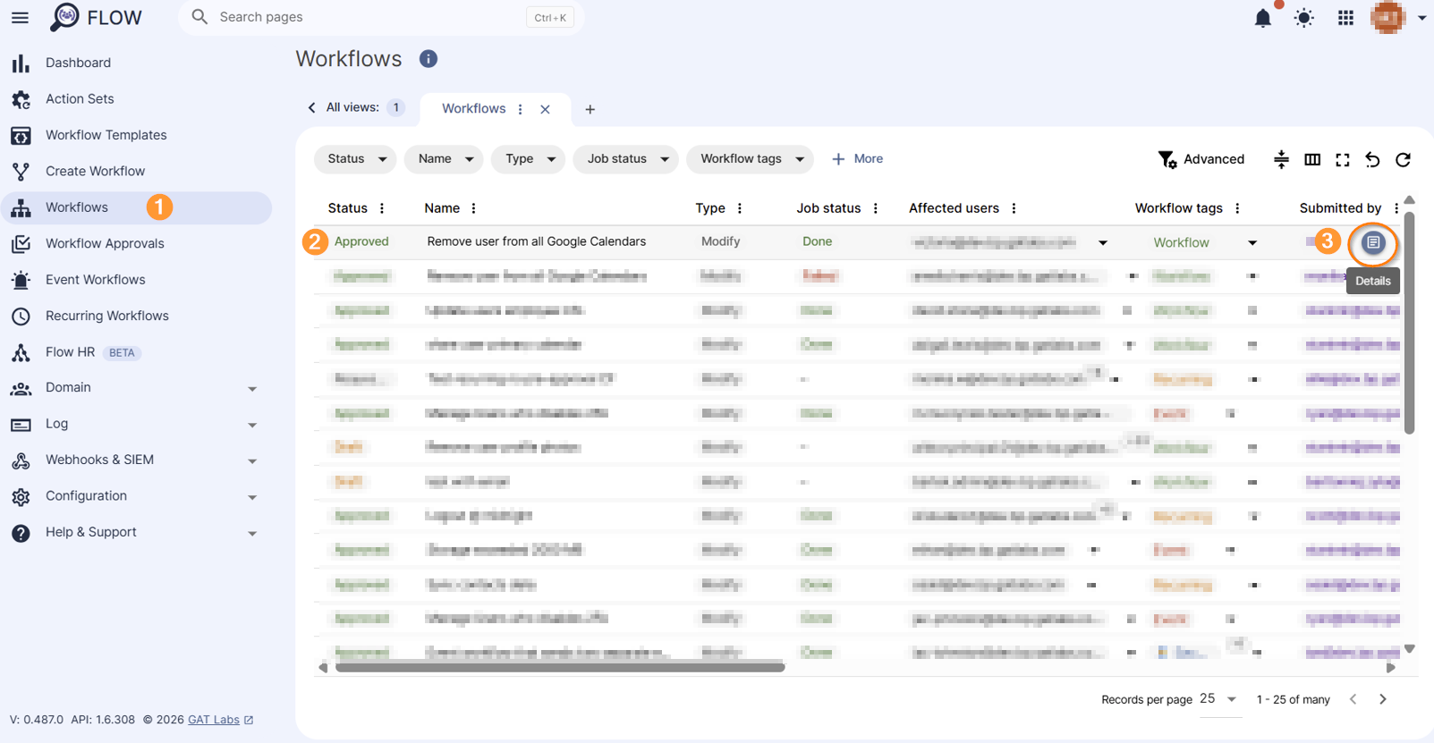 Workflow results section in Flow.