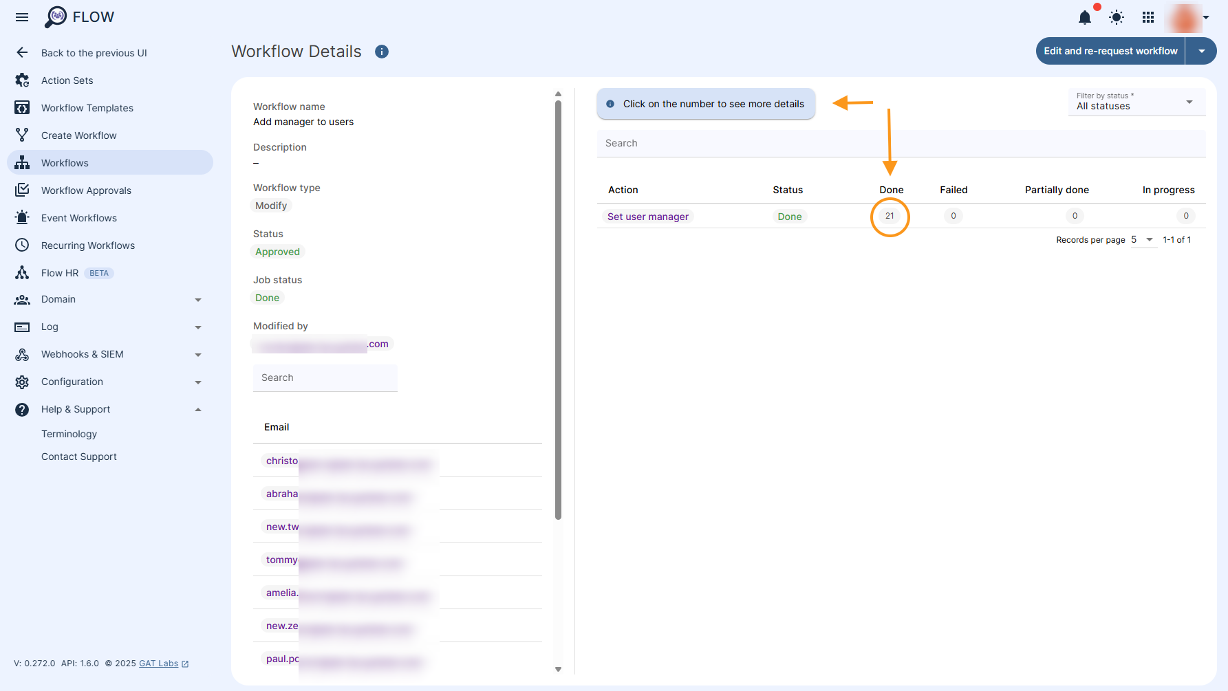 Workflow Details section allows to review the workflow in more detail.