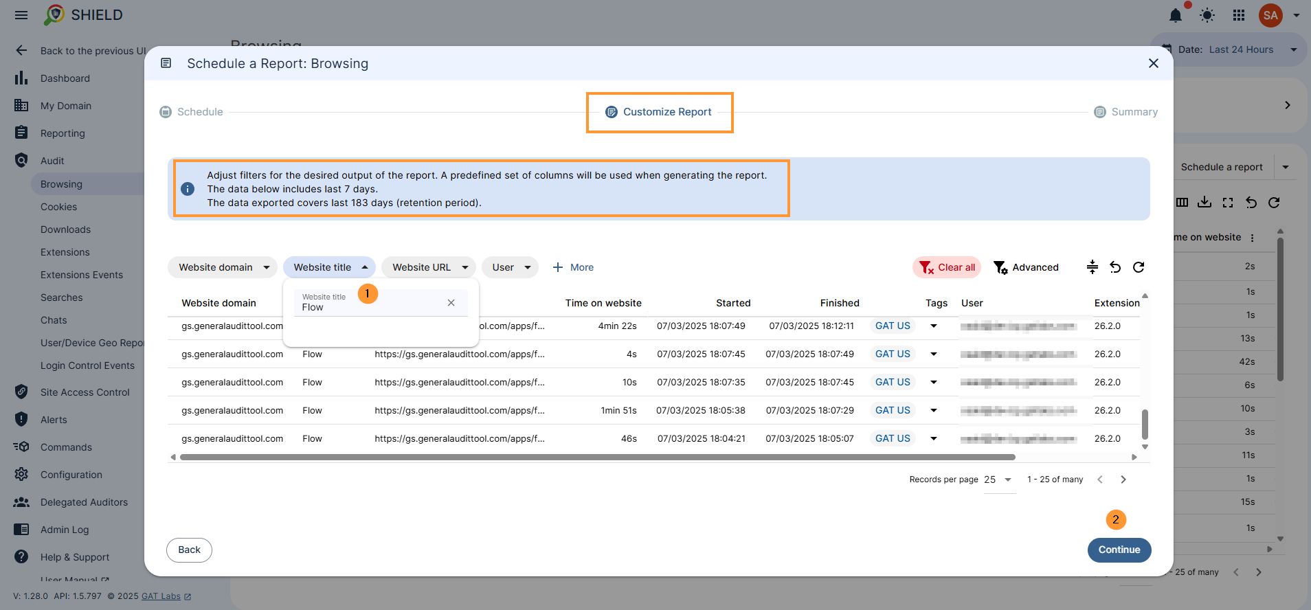 customize report by applying filters 