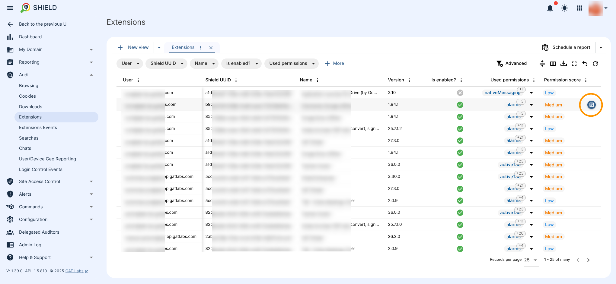 The "Details" button is displayed to allow reviewing the Extension log in detail. 