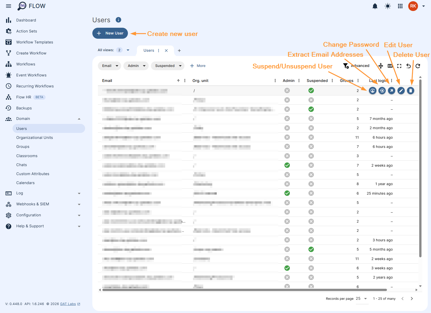 Domain > User module in GAT Flow editing options