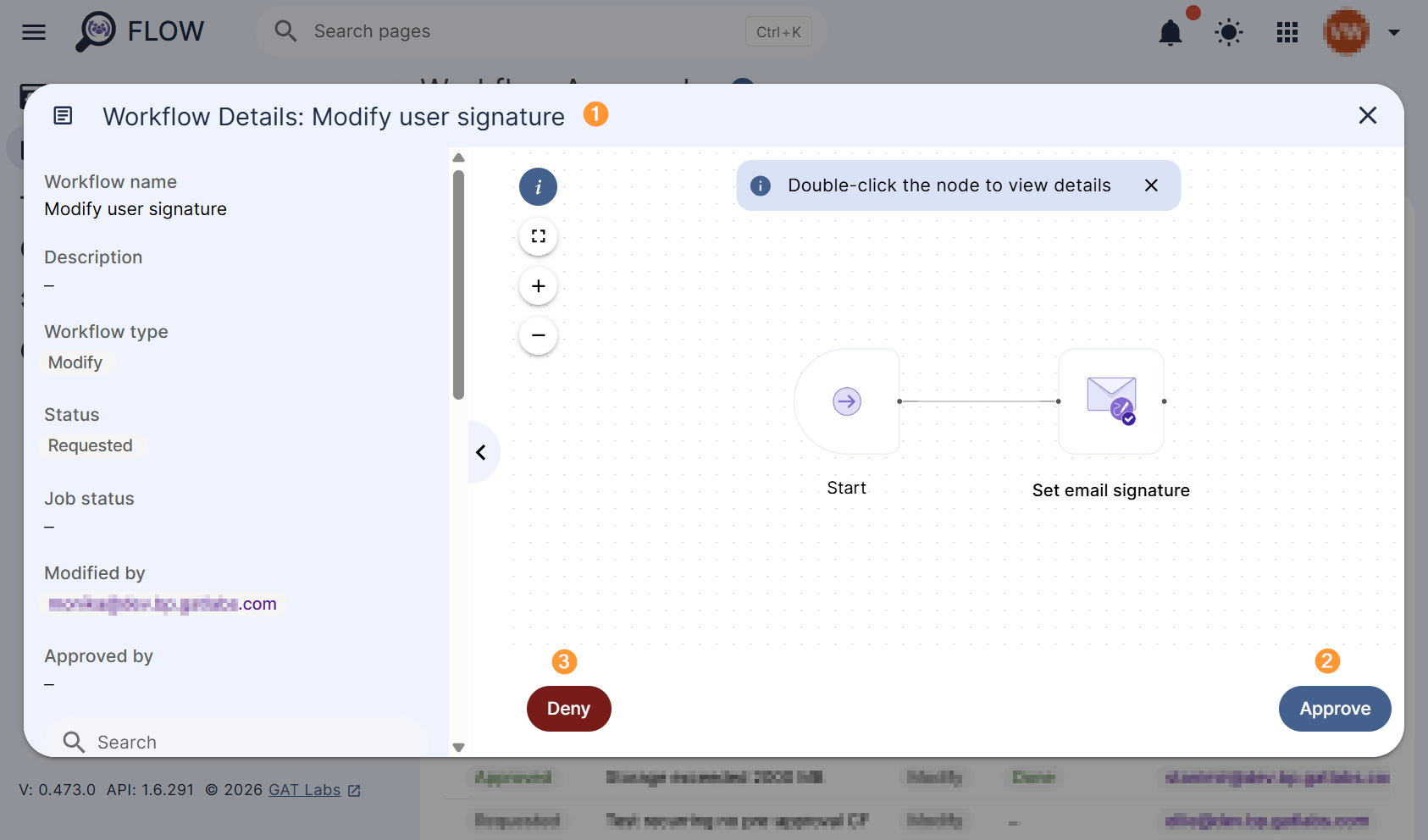 Security Officer's dashboard is displayed where they can review, and then approve or deny the request.