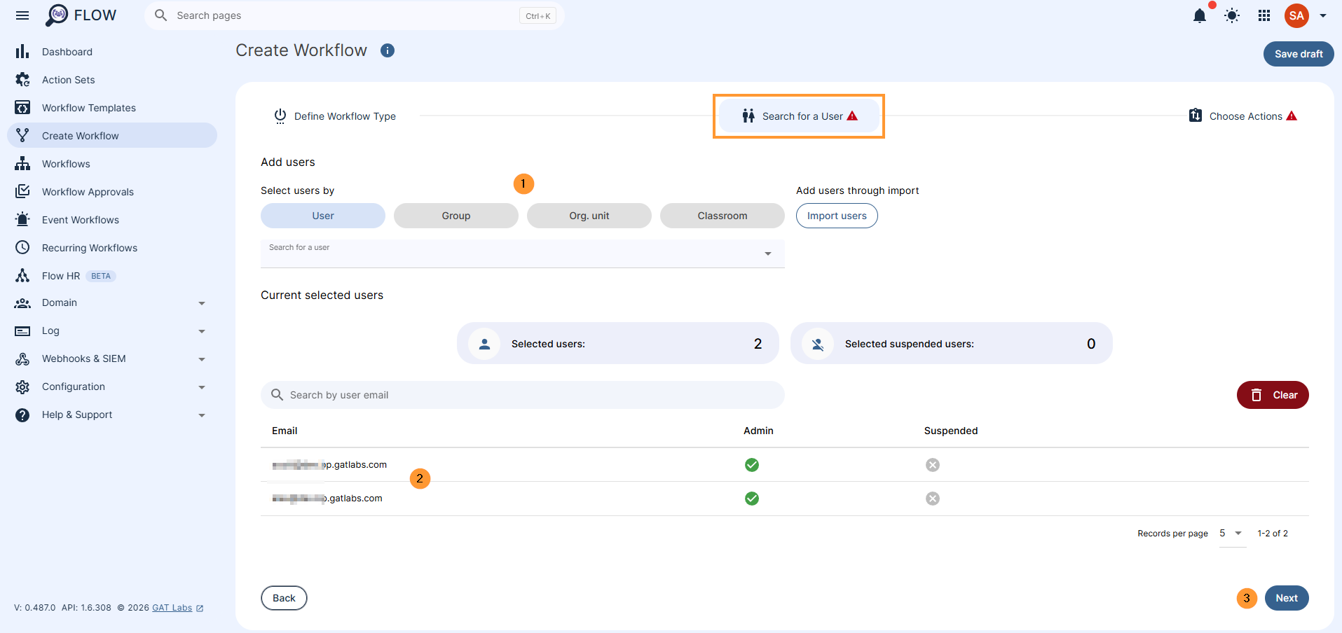 For this example, we are selecting the user who intends to share their primary calendar with other users/groups, then proceed to the actions.