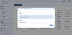 The screenshot shows the first option after 'From template' is selected. It depicts the a drop downmenu under the Type section. The 'Type' is set to 'File download'. There is a second dropdown, lower down on the page with the 'Template' heading. The template is set to Executable download.