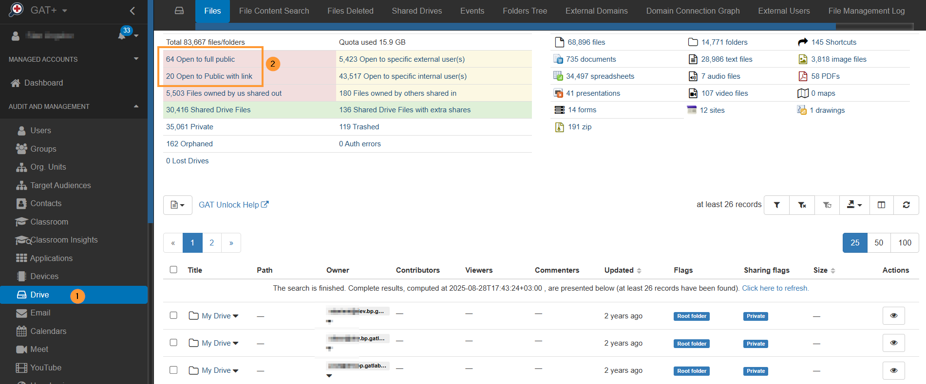 In the drive table select public or public with link share on top left side in red color background 