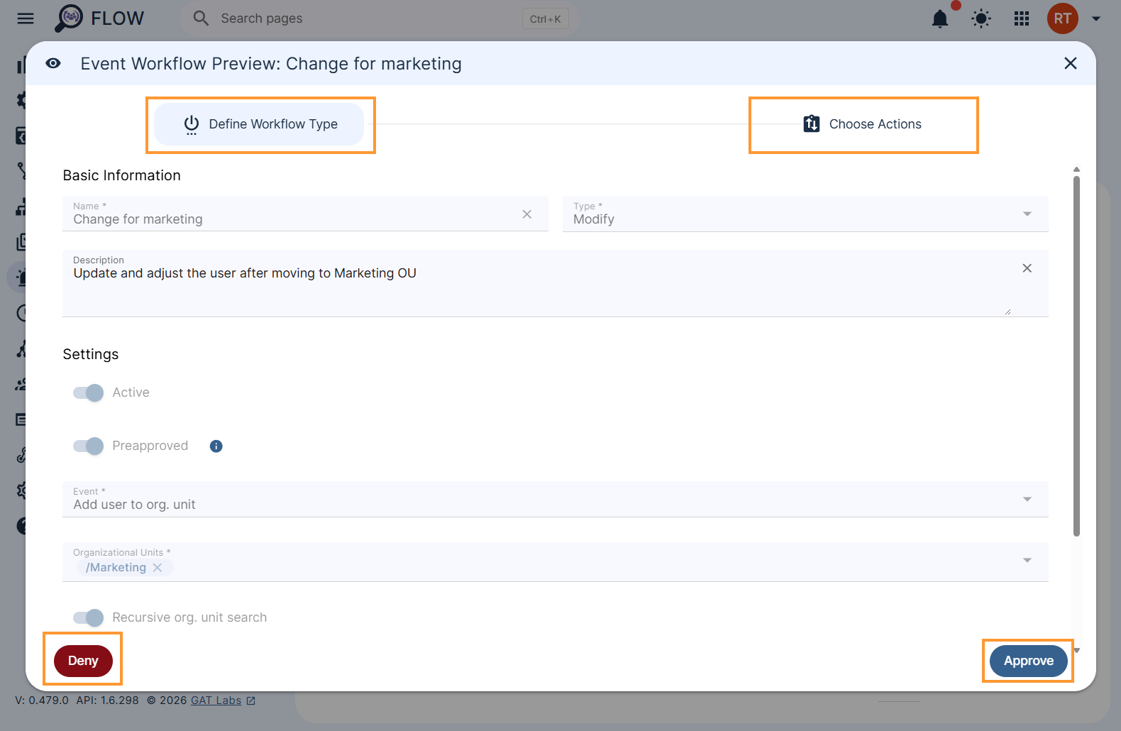 Security officer approval of an event workflow