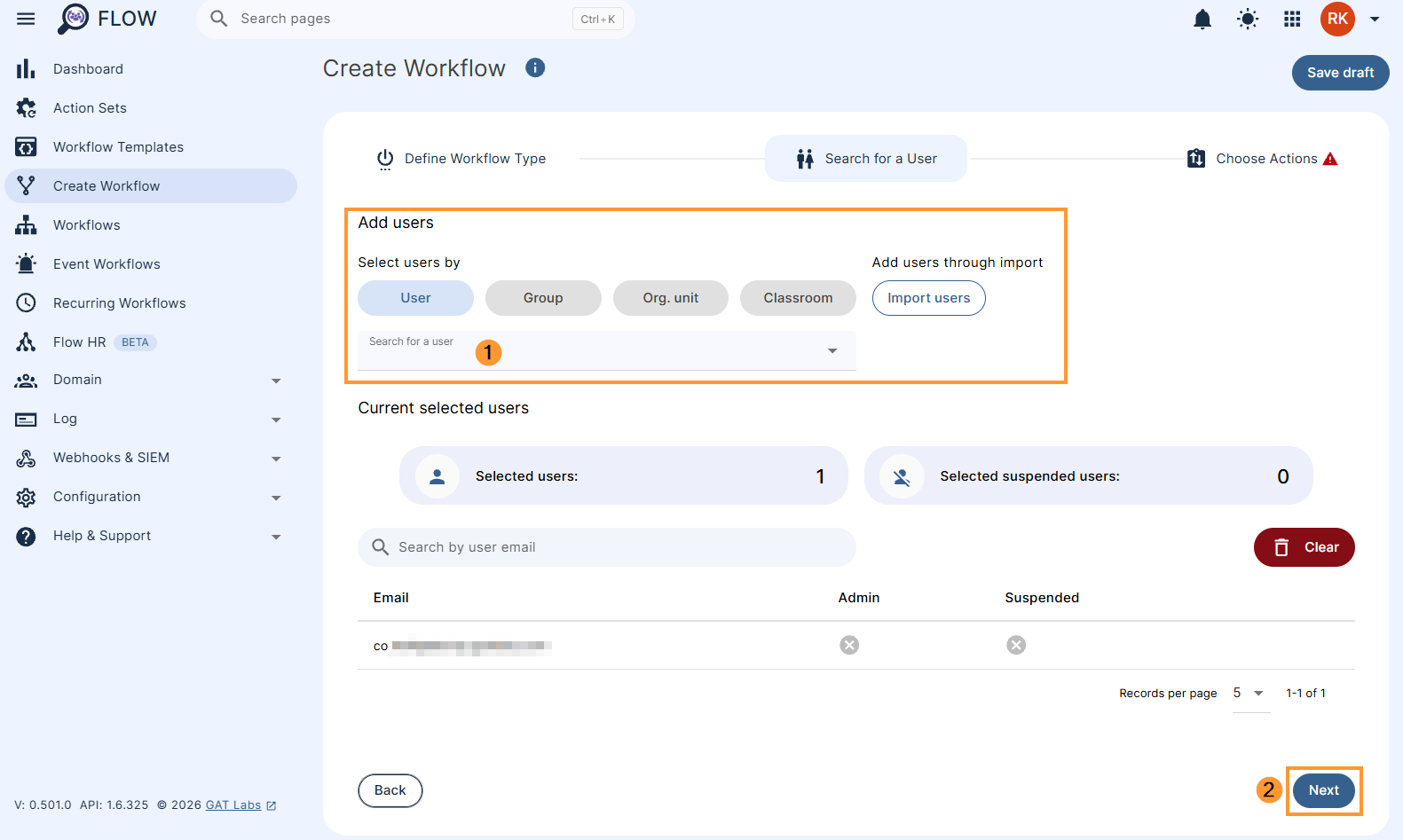 Selecting users to run a scheduled workflow on