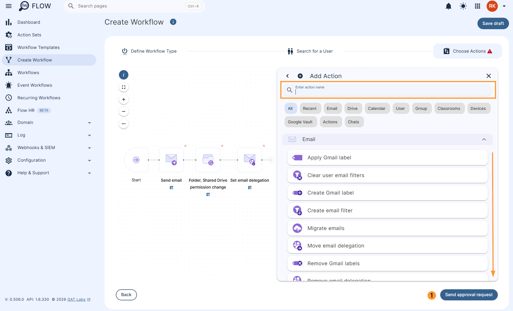 Adding actions to a workflow