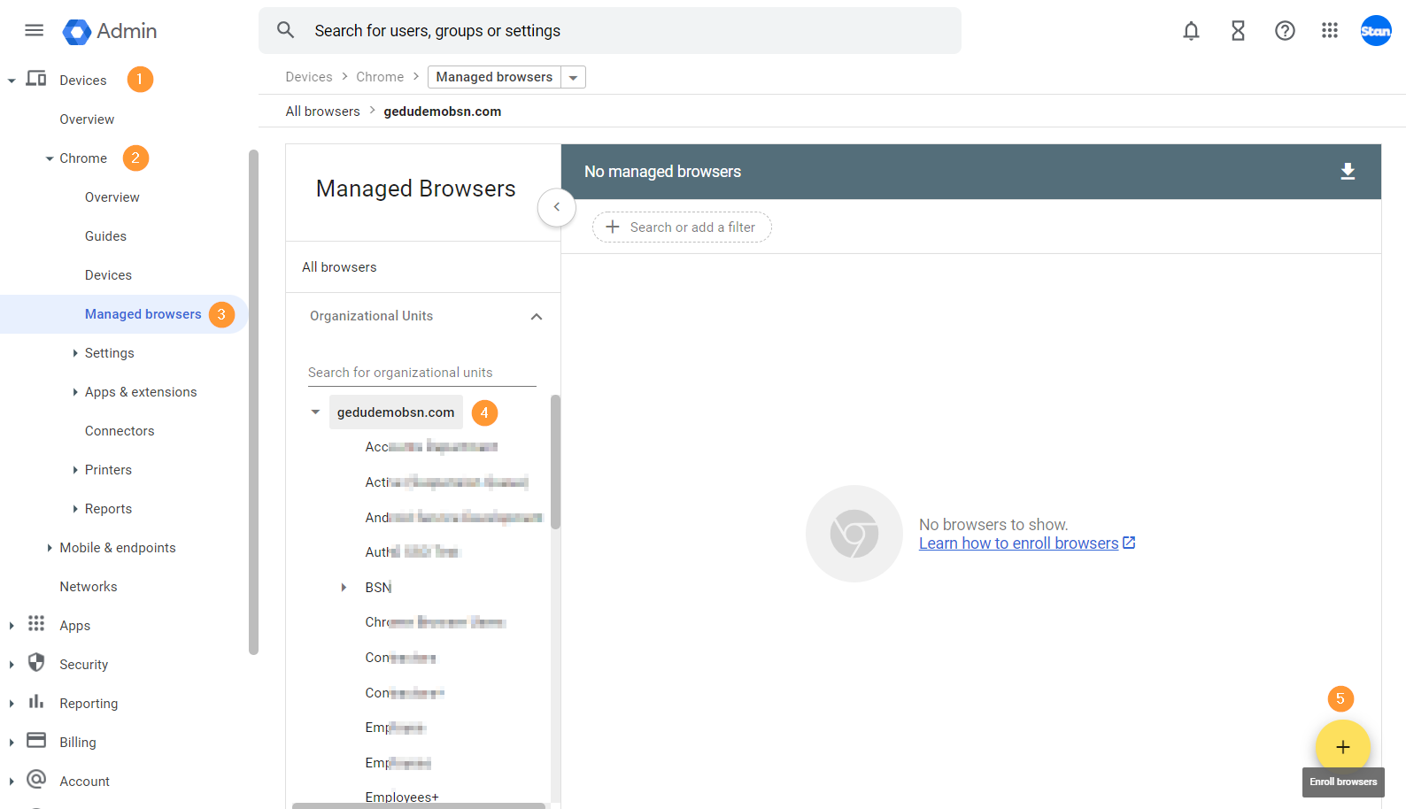 Managed Browser setting in admin console