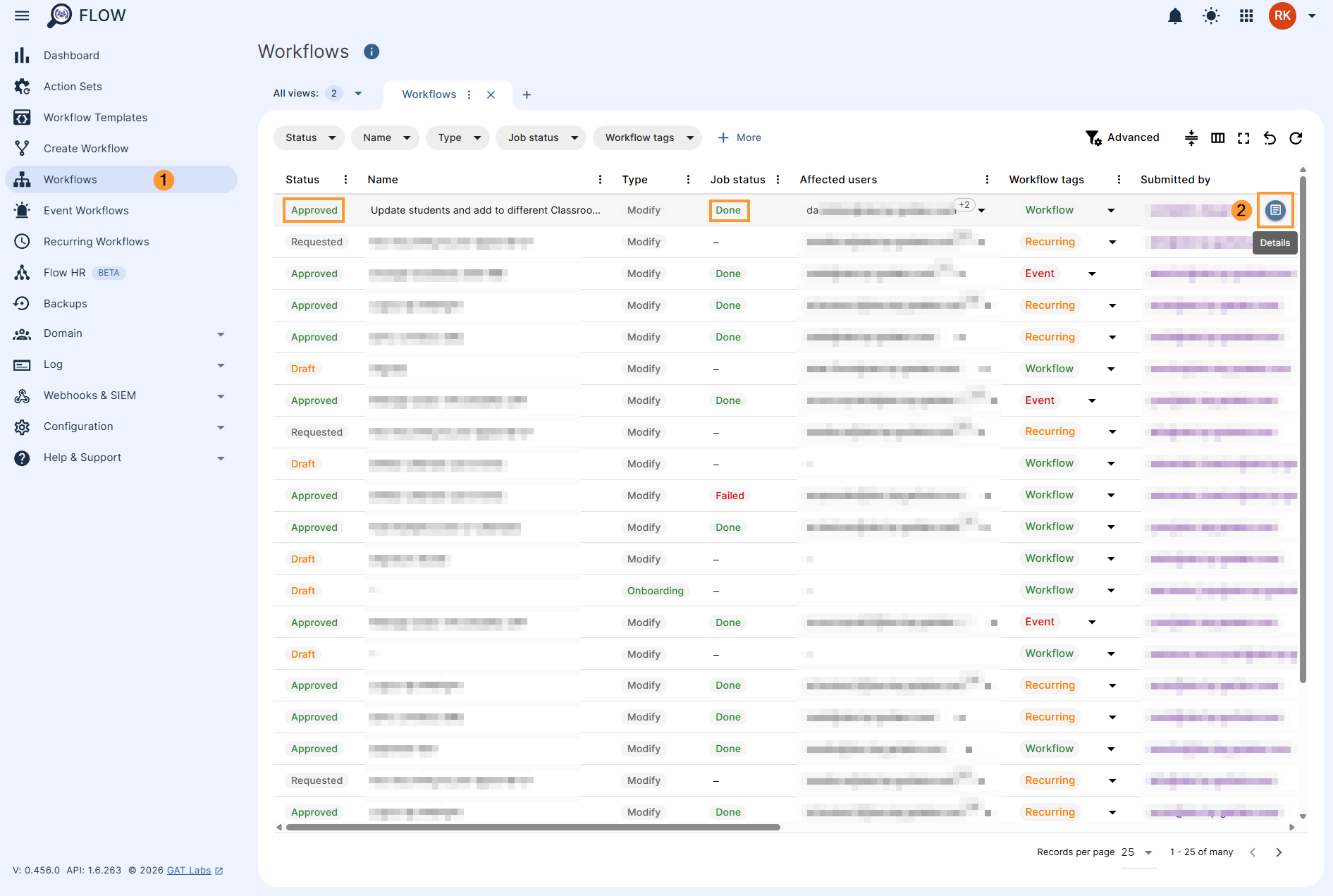 Workflow results