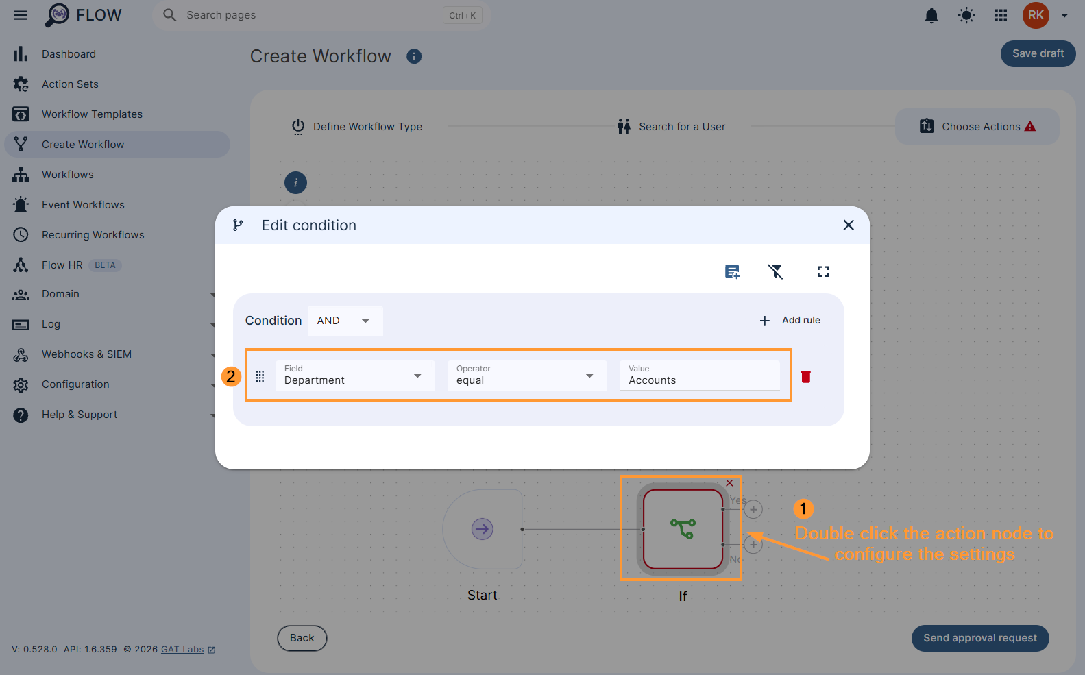 Editing the condition of a workflow