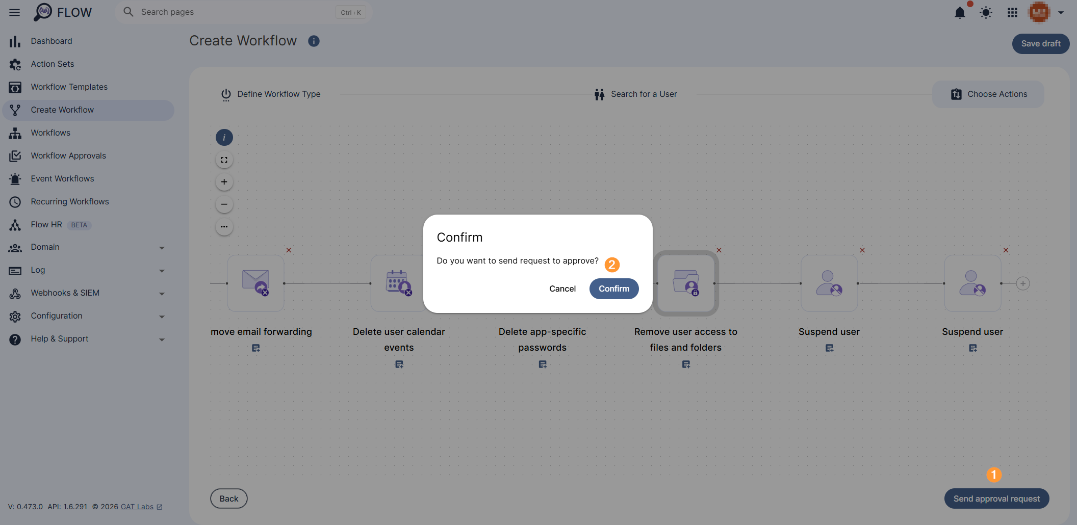 A pop-up window is displayed requesting to confirm the request.